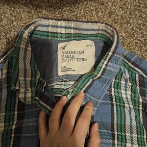 American Eagle Outfitters Green and Blue Checkered Shirt